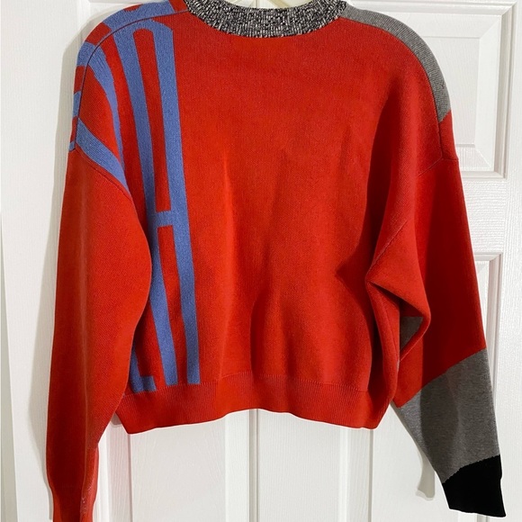 Proenza Schouler White Label Logo ColorBlock Sweater Red Blue & Gray Size Large - Picture 6 of 9